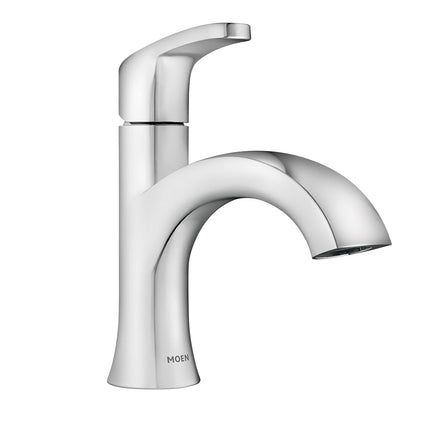 Moen Karis One-Handle Bathroom Sink Faucet, One Hole Lavatory Faucet with Drain Assembly and Optional Deck Plate, Chrome, 84346