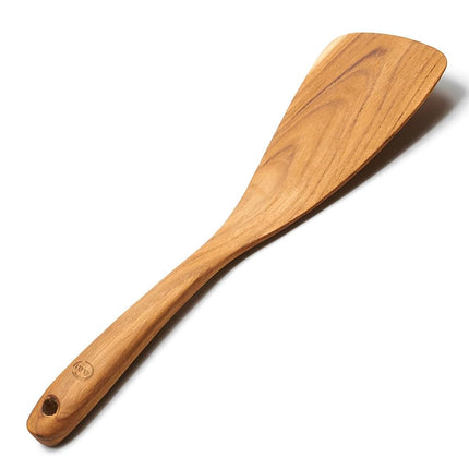 Espátula/Volteador de Madera de Teca FAAY de 11.5 Pulgadas para MANO DERECHA | Espátula Versátil, Duradera, Saludable y de Alta Resistencia a la Humedad para Utensilios de Cocina Antiadherentes