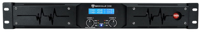 Amplificador Rockville D12 Clase D de 2 canales, 5000 W de pico / 1400 W RMS, ideal para sonido en vivo, audio profesional y DJs
