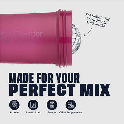 BlenderBottle Vaso mezclador con organizador de pastillas y almacenamiento para proteína en polvo, sistema ProStak clásico V2, 650 ml, color ciruela