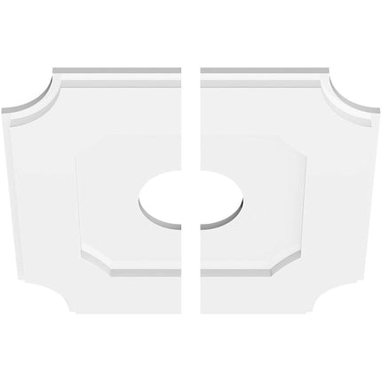 16"OD x 4"ID x 9 1/2"C x 1"P Locke Architectural Grade PVC Contemporary Ceiling Medallion, Two Piece