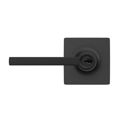 Lock Scout Straight Lever with Square Trim Keyed Entry Door Handle, Matte Black Finish, 4 Pack