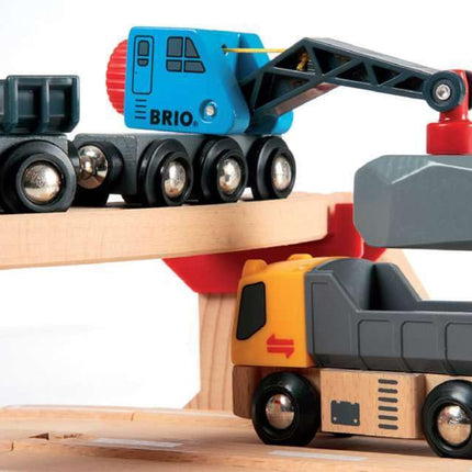 BRIO World Rail and Road Loading Train Set for Kids Age 3 Years Up - Wooden Railway Accessories and Add Ons