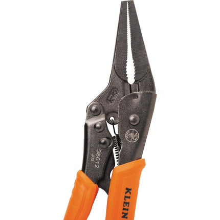 Klein Tools 38612 Long Nose Locking Pliers with Quick Release Handles, Ideal for Tight Spaces, High Torque and Gripping Power, 9-Inch