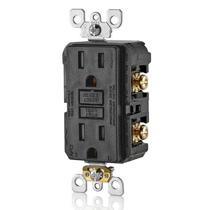 Leviton AFCI SmartlockPro Receptacle, 15 Amp, 125 Volt, AFTR1-E, Black