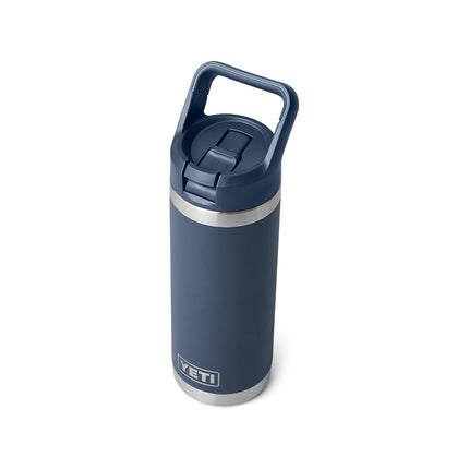 Yeti Rambler 18 oz Bottle, Vacuum Insulated, Stainless Steel with Straw Cap, Navy