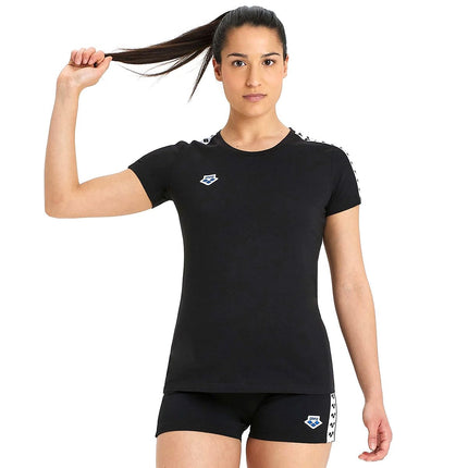 ARENA Women's Team T-Shirt, Black-White-Black, Sma