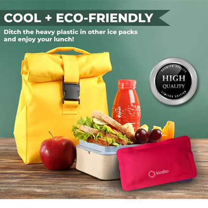 Ice Pack for Lunch Box, Kids Bag and Bento Boxes, Reusable and Refreezable Soft Slim Pouches for Travel, School, Work or Camping, Long Lasting Cold, Flexible | (Pink Turquoise)…