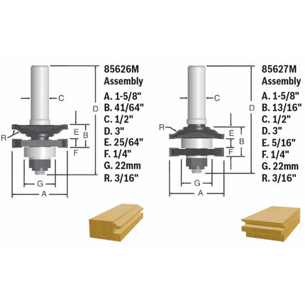 BOSCH 85625MC 1-5/8 In. Ogee Stile & Rail Router Bits