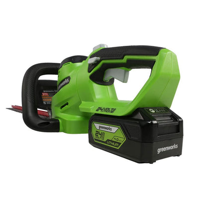 Cortasetos inalámbrico de 24 V y 55,8 cm con corte láser Greenworks, incluye batería USB de 4,0 Ah y cargador