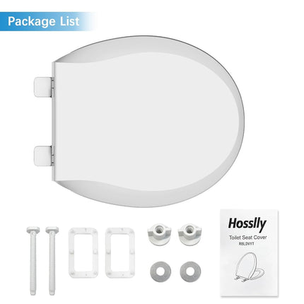 Round Toilet Seat Cover with Soft Close - Easy to Install, White Bathroom Toilet Seat Made of Tough PP Material