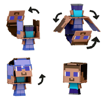 Mattel Minecraft Flippin� Figs Figures with 2-in-1 Fidget Play, 3.75-inch Scale Toy with Large Head & Pixelated Design (Characters May Vary)