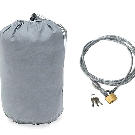 RAMPAGE PRODUCTS Rampage 4-Layer Breathable Full Car Cover with Lock, Cable & Storage Bag | Grey | 1203 | Fits 2007-2018 Jeep Wrangler JK, 2018-2023 Jeep Wrangler JL Sport 2-Door