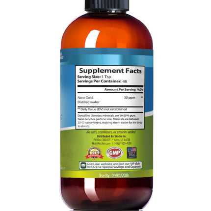 Nutrinoche Colloidal Gold - The Best Colloidal Gold Mineral Supplement - 30 PPM