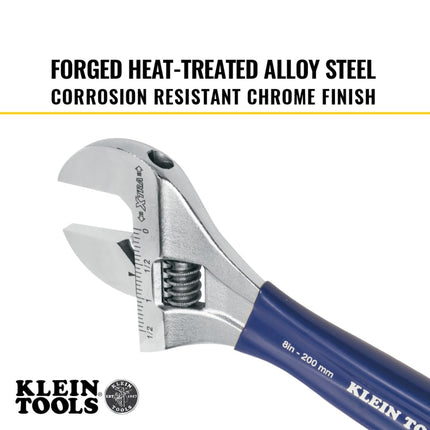 KLEIN TOOLS Adjustable Wrench with Extra-Wide Jaw, 8-Inch D509-8