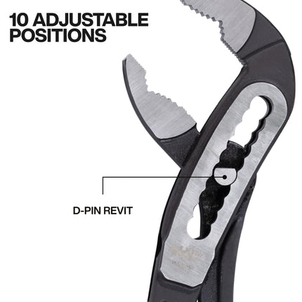 Klein Tools D50510 Alicates de bomba, Alicates de ranura y lengüeta de mordaza en V de ajuste rápido Classic Klaw, 10 pulgadas