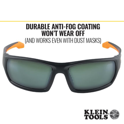 KLEIN TOOLS 60539 Safety Glasses, Professional PPE Protective Eyewear, Full Frame, Scratch Resistant and Anti-Fog, Polarized Lens
