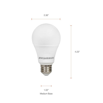 Sylvania Ultra A19 LED Light Bulb, 60W Equivalent, Efficient 9W, Medium Base, Dimmable, Frosted Finish, 2700K, Soft White - 8 Pack (41954)