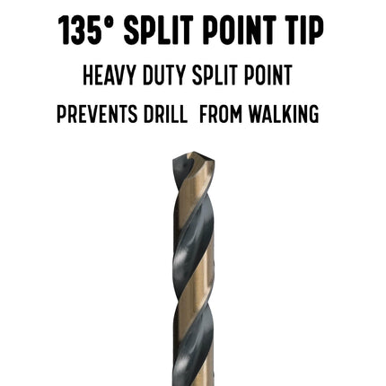 Drill America Y High Speed Steel Black & Gold KFD Split Point Drill Bit (Pack of 6), KFD Series