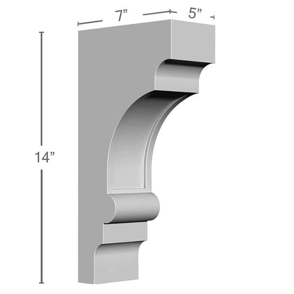 Ekena BKT05X07X14DI Endurathane 5" W x 7" D x 14" H Diane Bracket, Primed