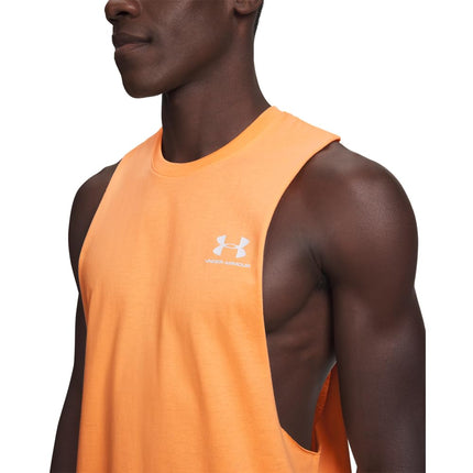 Under Armour Men's Sportstyle Left Chest Cut-Off T-Shirt, (870) Orange Bloc / / White, Large