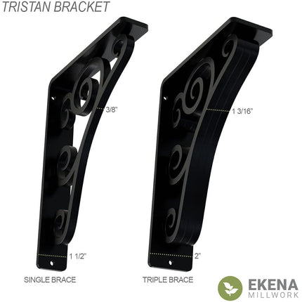 Ekena BKTM01X07X10STN Tristan Wrought Iron Bracket, Steel, 1 1/2" W x 7 1/2" D x 10" H (Single Center Brace)