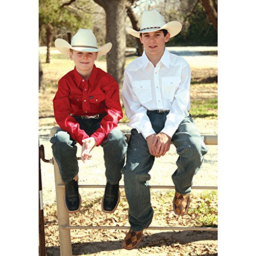 Chemise habillée Western unie à boutons-pression Wrangler pour garçon, Blanc, Large