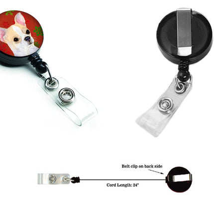Caroline's Treasures Chihuahua Red & Green Snowflakes Christmas Retractable Badge Reel, Multicolor (SS4681BR)