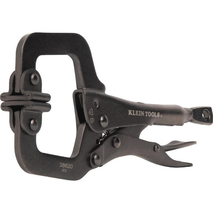 Klein Tools 38620 C-Clamp Locking Pliers with Swivel Pad Jaws, Intuitive Thumb Knob, Adjustable Clamp for Home, Shop, Woodworking, 6-Inch
