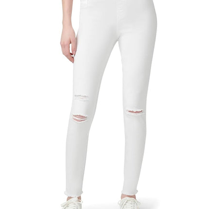 HUE Women's Ripped Knee Denim 及 打底裤찢어진 무릎 데님 레깅스破洞膝蓋牛仔內搭褲mallas De Mezclilla Con Rodilla Desgarrada.Leggings Jeans Rasgadas No Joelhoטייץ ג'ינס קרוע ברךdenim-Leggings Mit Rissen Am Knie, White, S