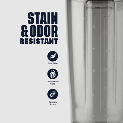 Bouteille Shaker BlenderBottle Série Pro, parfaite pour les boissons protéinées et les pré-entraînements, 828 ml, Gris fumée