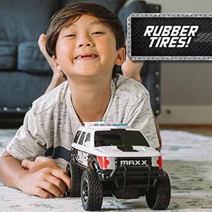 Sunny Days Entertainment Large Police Car – Lights and Sounds Vehicle with Motorized Drive and Soft Grip Tires | Rescue SUV Patrol Toy for Kids – Maxx Action (320174)
