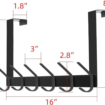 DOKU 2Pack Over The Door Hook, Heavy Duty Over Door Hanger Holder for Coat Robe Hat Clothe Towels Hanging, Bathroom Organizer Towel Rack 12 Hooks, Matte Black