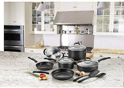 Cuisinart Batería de cocina de 11 piezas, negra, antiadherente anodizado duro Chef's Classic, 66-11