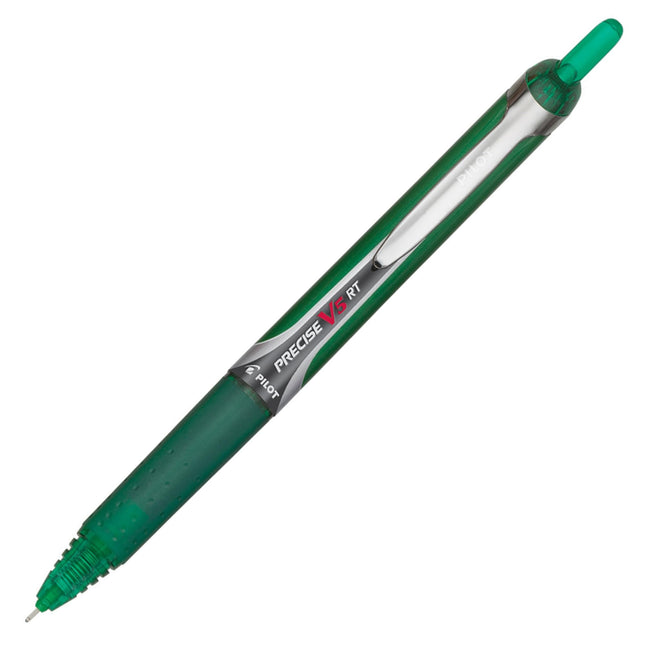 Pilot Precise V5 RT Refillable & Retractable Liquid Ink Rolling Ball Pens, Extra Fine Point (0.5mm) Green Ink, 12-Pack (26065)