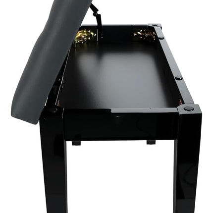Rockville PB7 Black Premium Piano Bench with Storage, Solid Thai Rubberwood, 2.5 Plush Foam Seat, Faux Leather, 450 lb Capacity, Perfect for Home, Studio & Stage