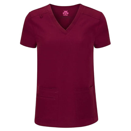 Natural Uniforms Women's Cool Stretch V-Neck Cargo Top and Pant Set 8400-9400 (Burgundy, X-Large)