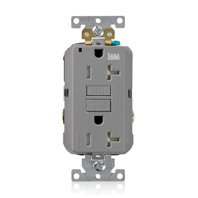 Leviton Weather/Tamper-Resistant GFCI Receptacle, 15-Amp, G5262-WTG, Gray