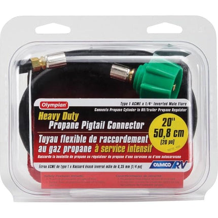 Camco Pigtail Propane Hose Connector | Rated for 200,000 BTUs per Hour | 20-inches (59073)
