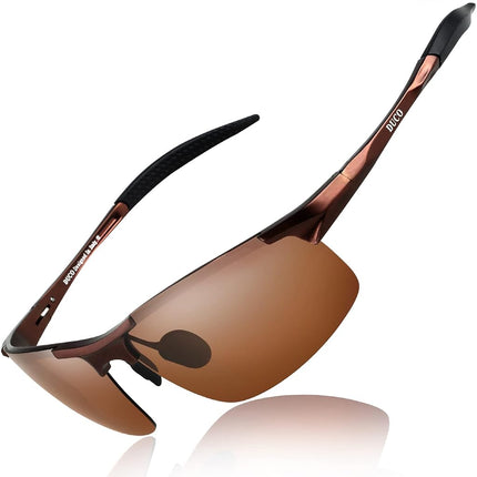 DUCO Lunettes de Soleil Polarisées Hommes Sport Protection UV 8177s, Monture Marron Verre Marron, common