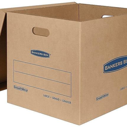 Bankers Box Large Classic Moving Box 5 Pack, Reinforced Handles, Tape-Free Assembly, Box with Lid, 21-in x 17-in x 17-in (7718201)