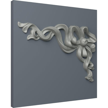 Ekena ONL05X08X01-L 5 7/8" W x 8 5/8" H x 3/4" P Versailles Small Ribbon with Bow Onlay, Left, Primed