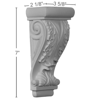 Ekena COR04X02X07LE 3 5/8-Inch Width x 2 1/8-Inch Projection x 7-Inch Height Leaf Corbel - Primed