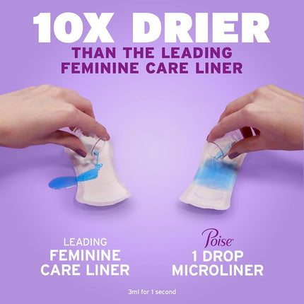 Poise Daily microliners, Incontinence Panty Liners for Bladder leaks, 1 Drop lightest Absorbency, Long Length, 152pcs Panty Liners (4 Packs of 38)