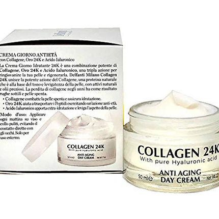 DELFANTI Milano Crema de día antienvejecimiento con colágeno 24K Hecho en Italia 50 ml