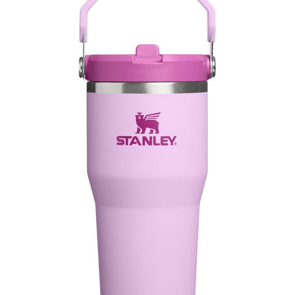 Vaso térmico STANLEY IceFlow 2.0 con asa y pajita abatible de 591 ml | Tapa de rosca y pajita elevable | Botella de agua a prueba de fugas | Acero inoxidable con aislamiento | Sin BPA | Orquídea Suave