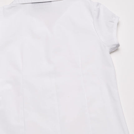 Nautica Girls' Short Sleeve Blouse, White, 8-10