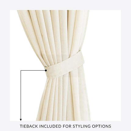 Elrene Home Fashions Carmen Sheer Extra-Wide Weatherproof Indoor/Outdoor Grommet Top Curtain Panel with Coordinating Tieback for Porch, Pergola, Patio, Deck, 114”W x 84”L, Ivory