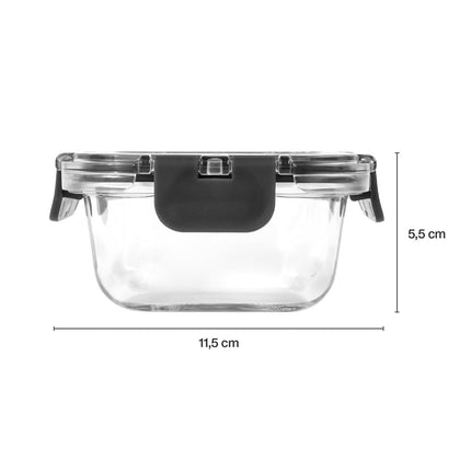 Zyliss 370ml Glass Container, Shatterproof Glass, Airtight Food Storage Box with Sealable Lid, Microwave Safe, BPA Free, Freezer Safe, Fridge Storage, Food Container, 16cm x 12cm x 5cm