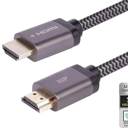 Monoprice 8K Certified Ultra High Speed HDMI Cable - Braided - HDMI 2.1, 8K@60Hz, 4K@120Hz, 48Gbps, HDR, VRR, CL2 in-Wall Rated, 25ft, Black